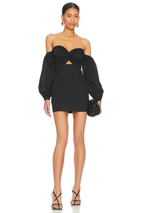 superdown Flynn Ruched Sleeve Dress in Black