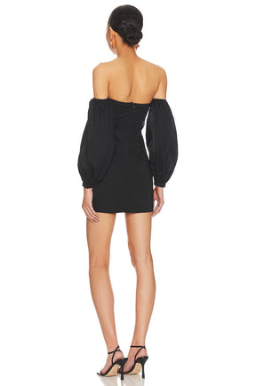 superdown Flynn Ruched Sleeve Dress in Black
