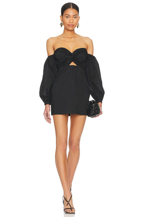 superdown Flynn Ruched Sleeve Dress in Black