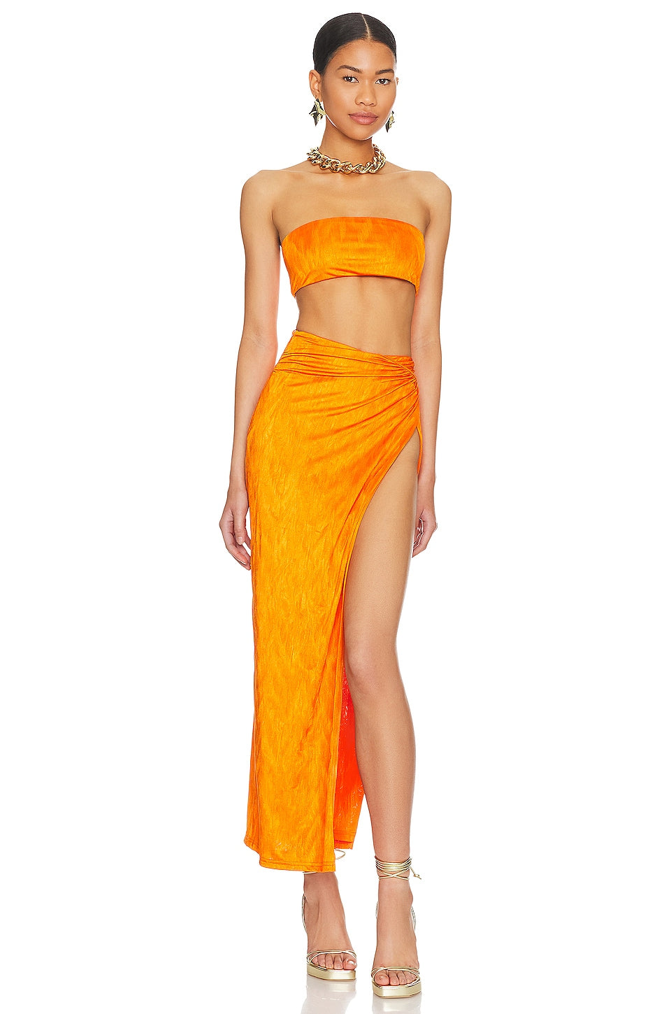 superdown Karolyna Maxi Skirt Set in Orange
