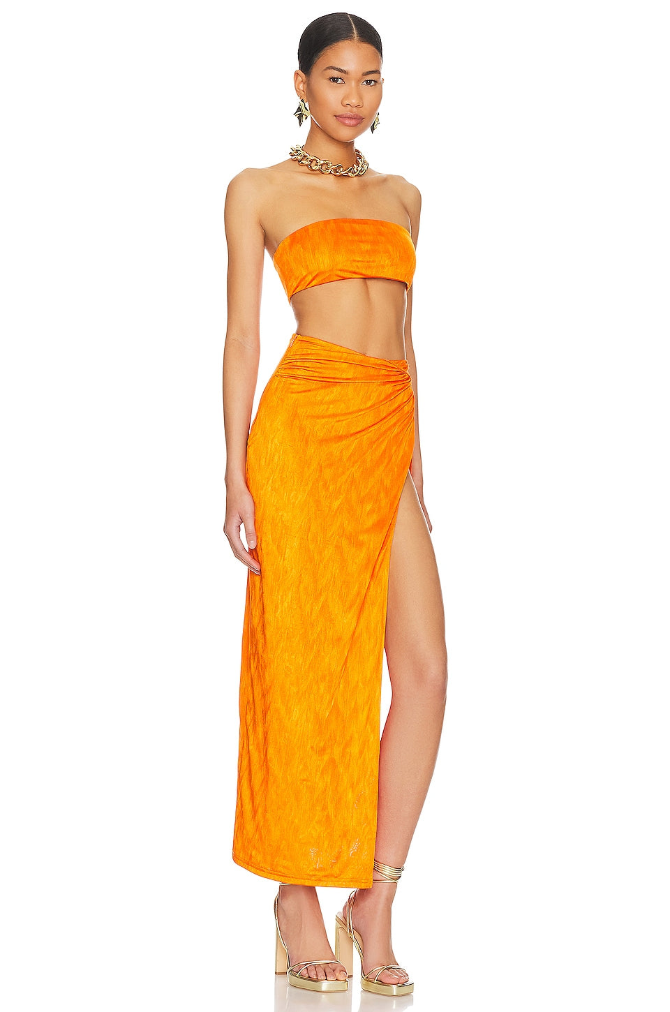 superdown Karolyna Maxi Skirt Set in Orange