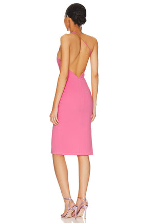superdown Brynn Ruched Midi Dress in Pink