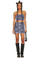 superdown Dayna Skirt Set in Blue Denim