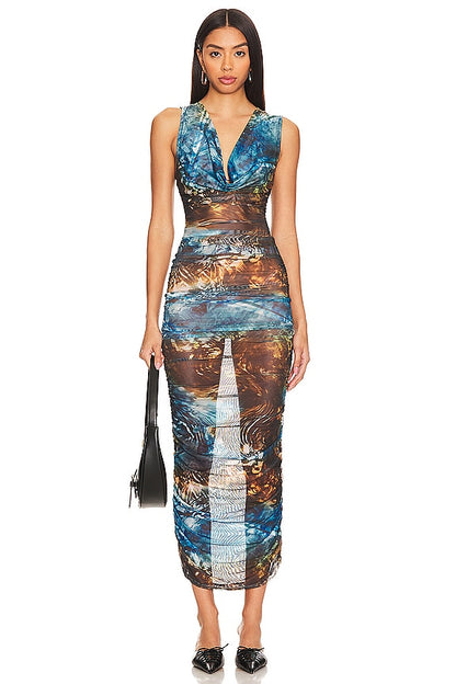 superdown Delara Ruched Dress in Blue