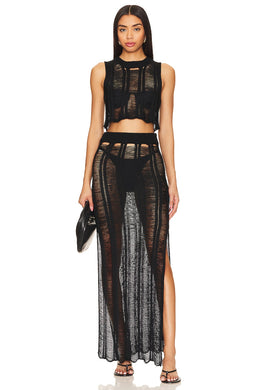 superdown Tayla Maxi Skirt Set in Black