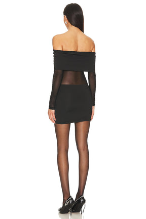 superdown Elmina Sheer Mini Dress in Black