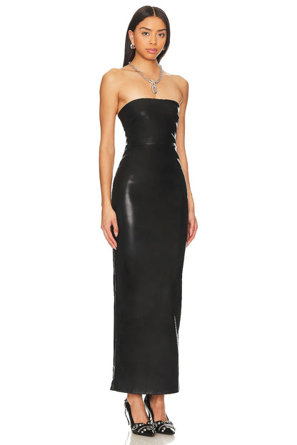 superdown Alexandra Faux Leather Dress in Black