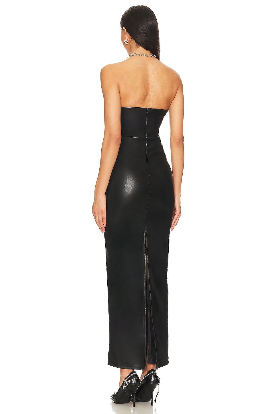 superdown Alexandra Faux Leather Dress in Black