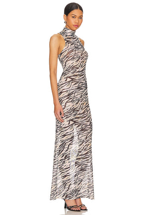 superdown Angelika Sheer Dress in Beige Multi