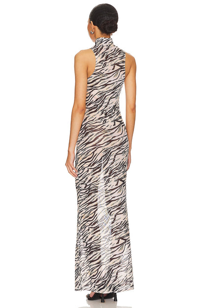 superdown Angelika Sheer Dress in Beige Multi