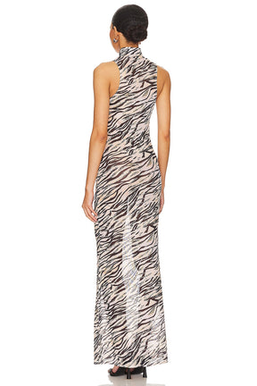 superdown Angelika Sheer Dress in Beige Multi