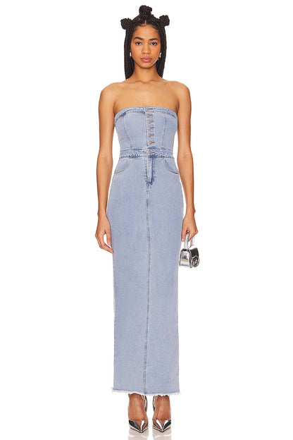 superdown Natalia Maxi Dress in Light Wash