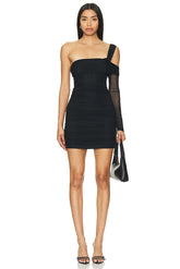 superdown Brynlee One Sleeve Dress in Black