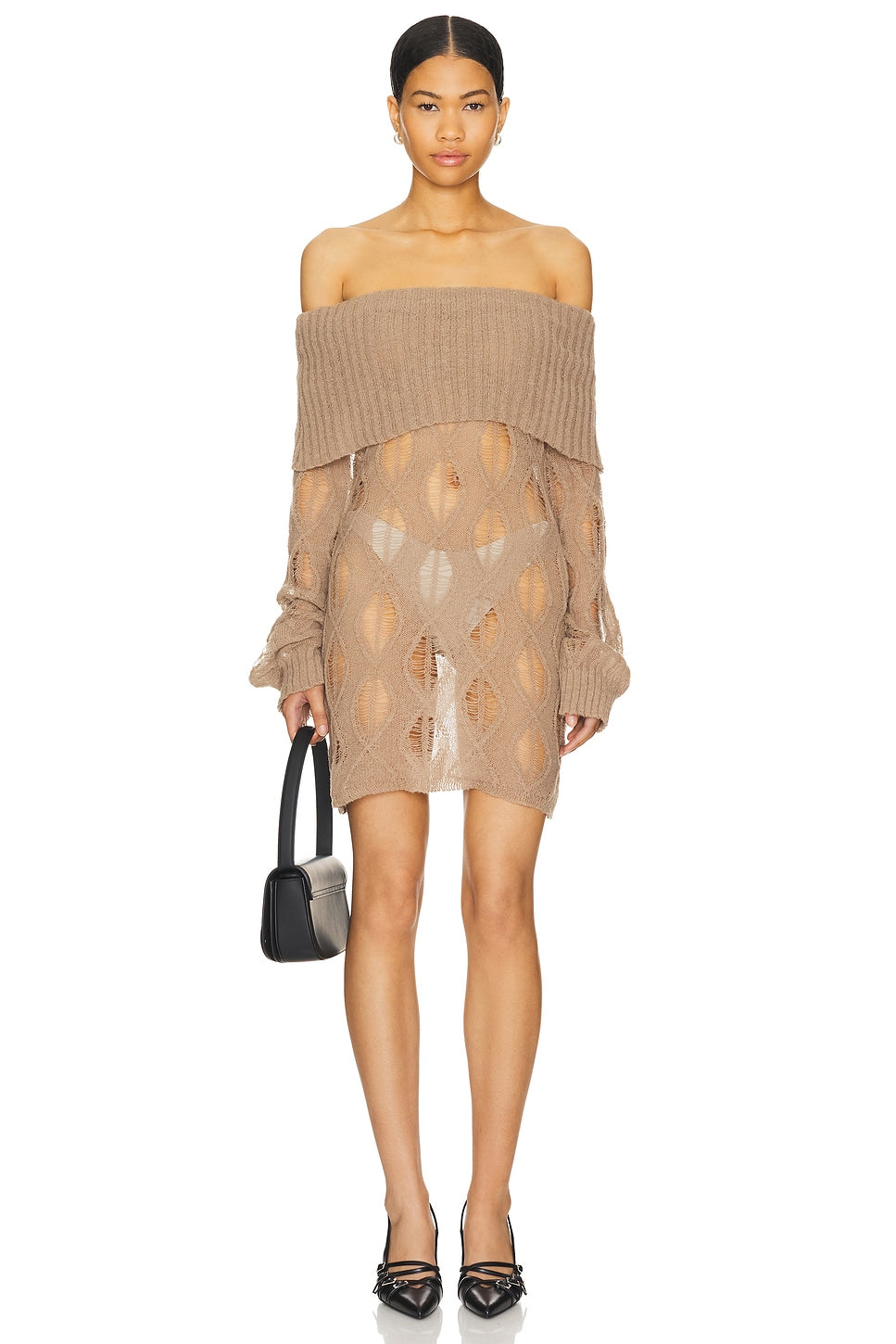 superdown Aubrey Mini Dress in Taupe