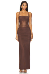 superdown Celeste Maxi Dress in Chocolate Brown