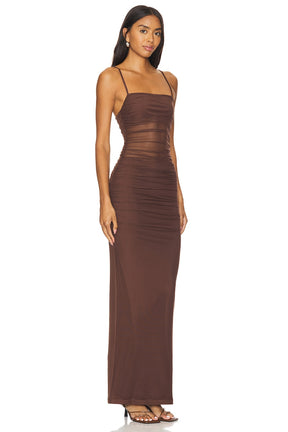 superdown Celeste Maxi Dress in Chocolate Brown