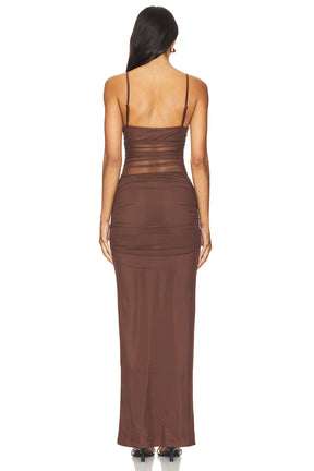 superdown Celeste Maxi Dress in Chocolate Brown