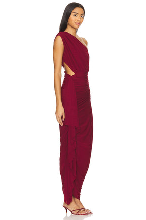 superdown Juliet Midi Dress in Oxblood