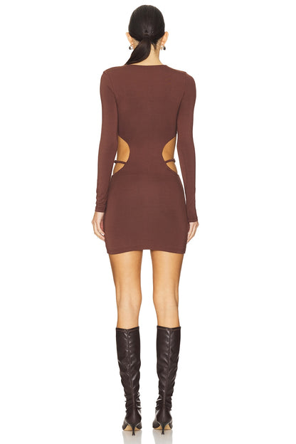 superdown Torianna Mini Dress in Chocolate Brown