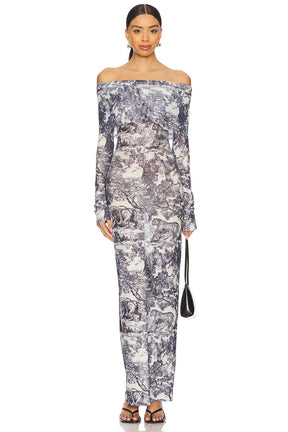 superdown Karasi Maxi Dress in Navy & White