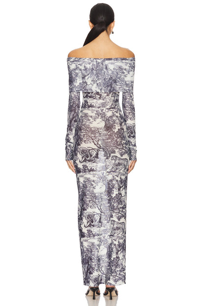 superdown Karasi Maxi Dress in Navy & White