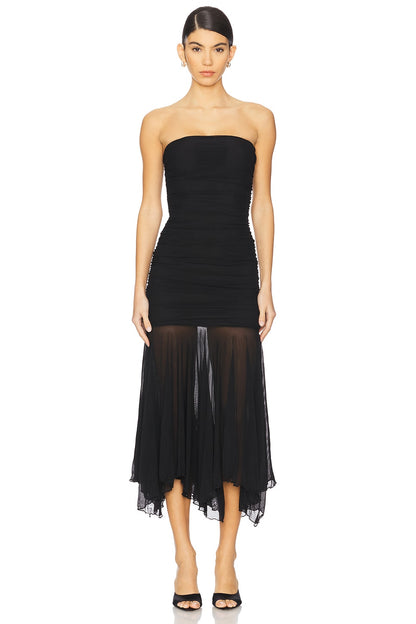 superdown Amaris Strapless Dress in Black
