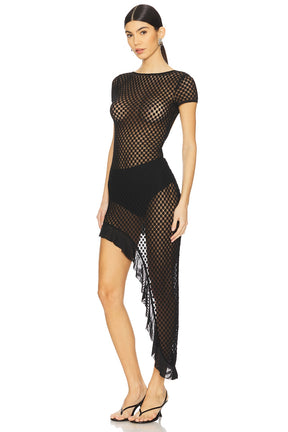 superdown Aletta Asymmetric Dress in Black
