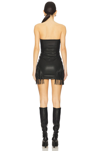 superdown Riley Fringe Mini Dress in Black