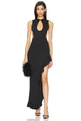 superdown Frany Backless Maxi Dress in Black