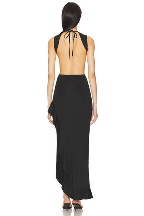 superdown Frany Backless Maxi Dress in Black