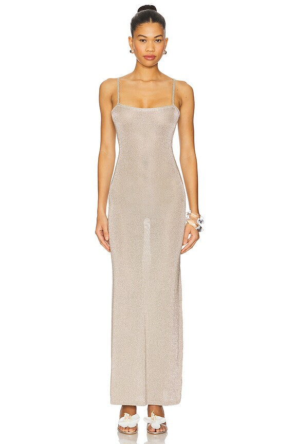 superdown Dalilah Maxi Dress in Silver Metallic