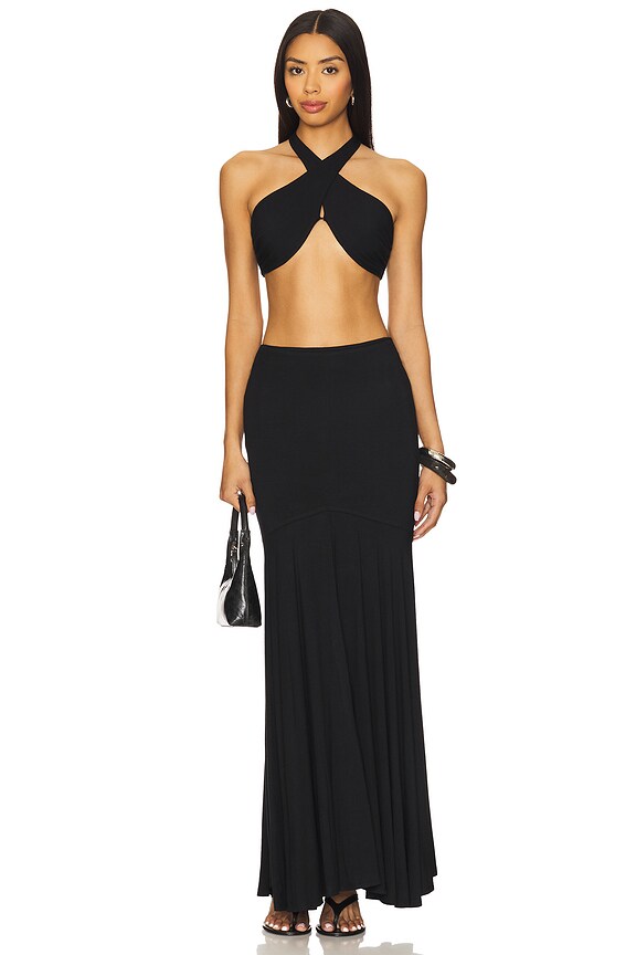superdown Yasmina Maxi Skirt Set in Black