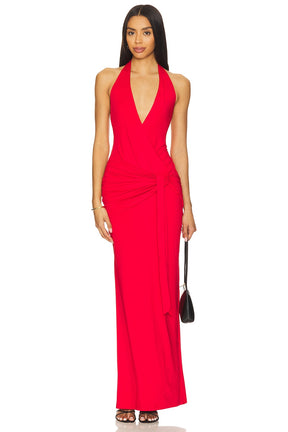 superdown Chloe Halter Maxi Dress in Red