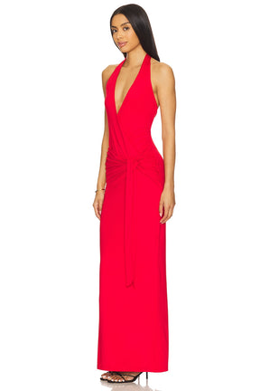 superdown Chloe Halter Maxi Dress in Red