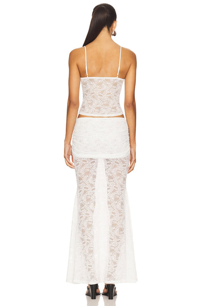 superdown x Yhasmina Ferrara Mimi Maxi Skirt Set in White