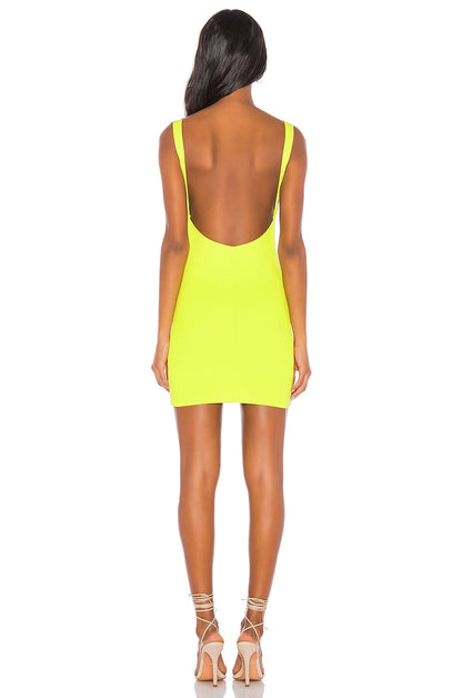 superdown Kourtney Backless Mini Dress in Chartreuse