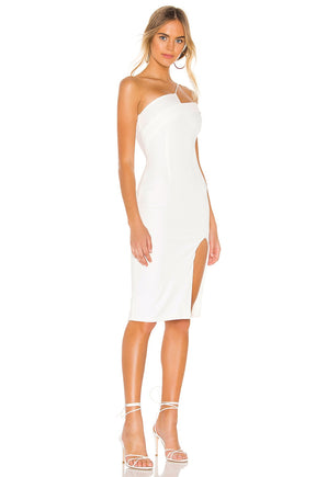 superdown Jillian Asymmetric Midi Dress in White