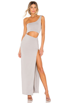 superdown Erla Cutout Maxi Dress in Light Grey