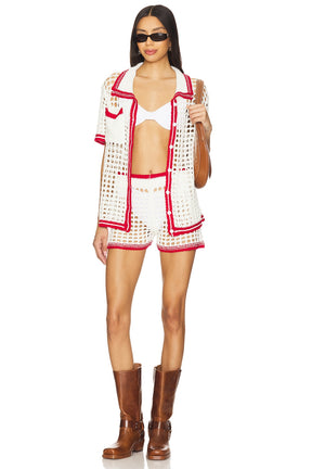 superdown Bronwin Short in White & Red