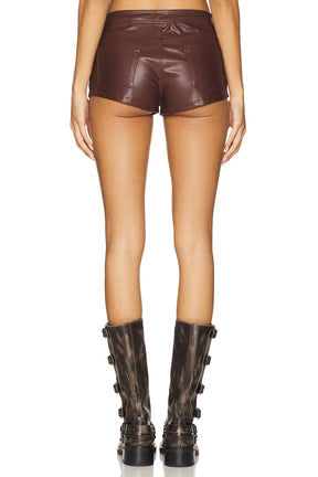 superdown Gianna Faux Leather Shorts in Brown