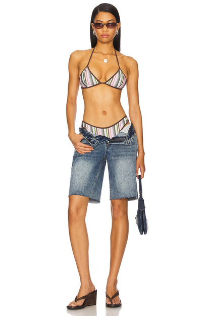 superdown Teresa Short in Mid Blue Wash