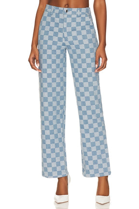 superdown Jules Checkered Jean in Blue
