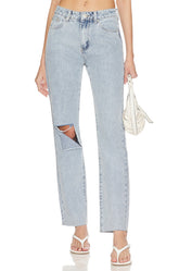 superdown Dylan Distressed Denim Jean in Light Blue Wash