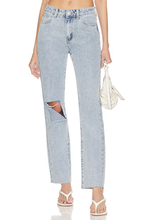 superdown Dylan Distressed Denim Jean in Light Blue Wash
