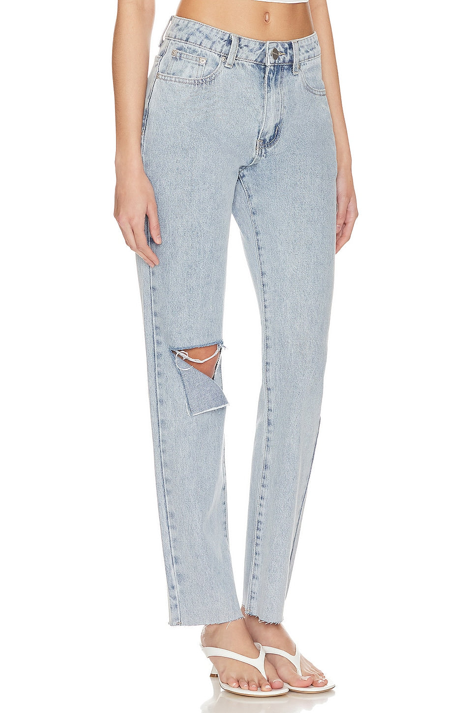 superdown Dylan Distressed Denim Jean in Light Blue Wash