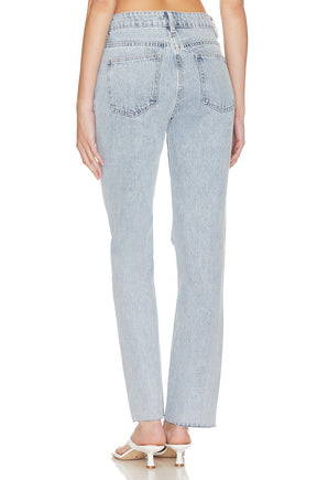 superdown Dylan Distressed Denim Jean in Light Blue Wash