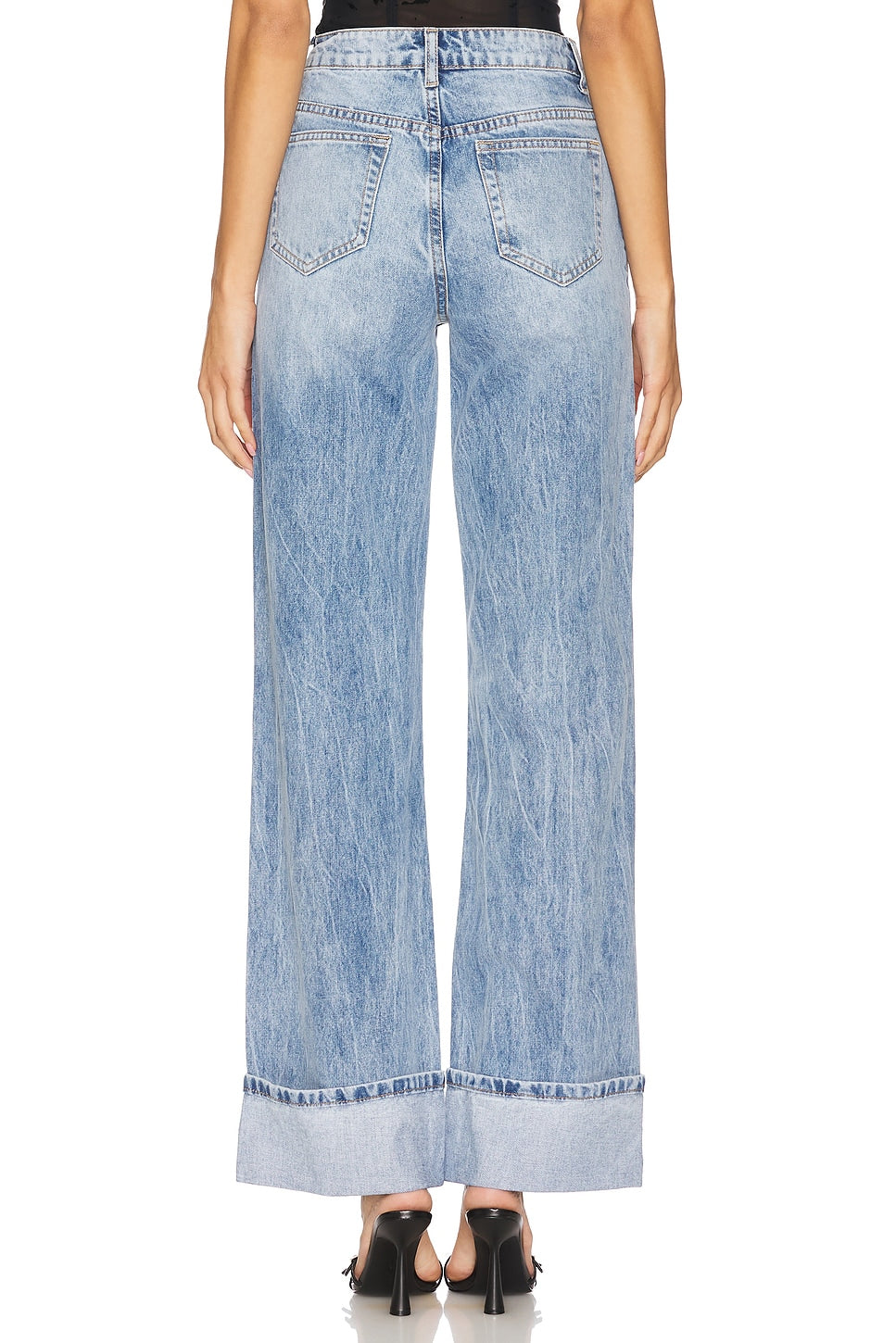 superdown Lulu Cuffed Jean in Mid Wash Blue