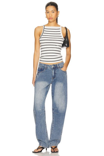 superdown x Emma Rose Patsy Jean in Mid Blue Wash