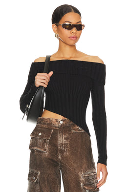superdown Regina Off Shoulder Sweater in Black
