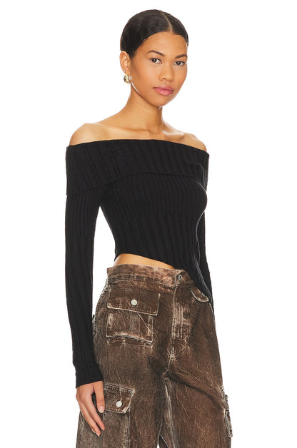 superdown Regina Off Shoulder Sweater in Black